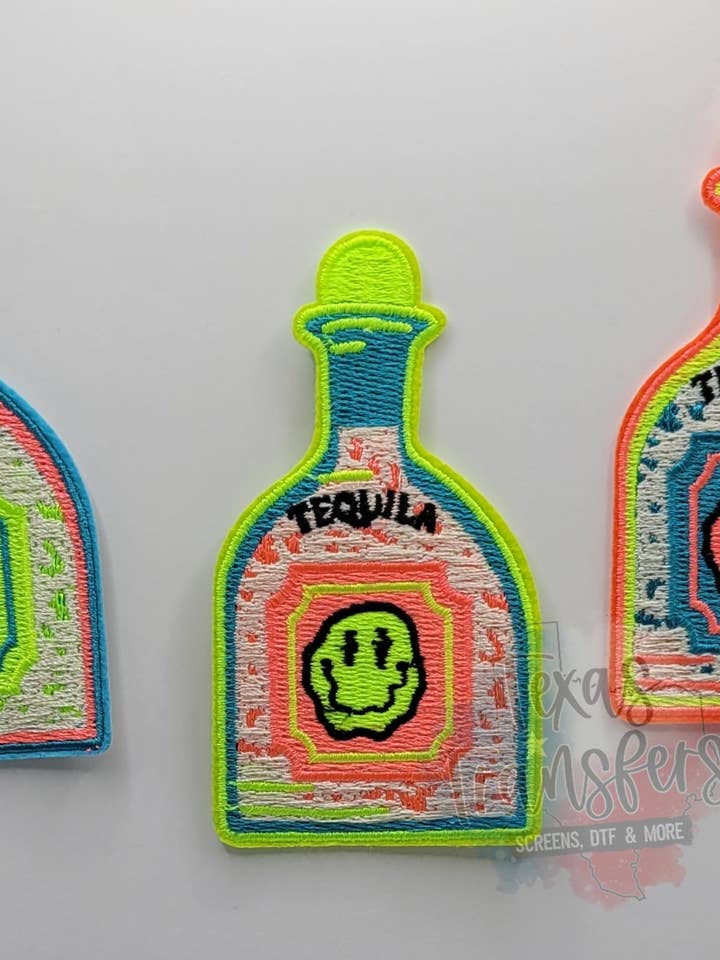 Neon Tequila Iron-On PATCH for wholesale by Texas Transfers