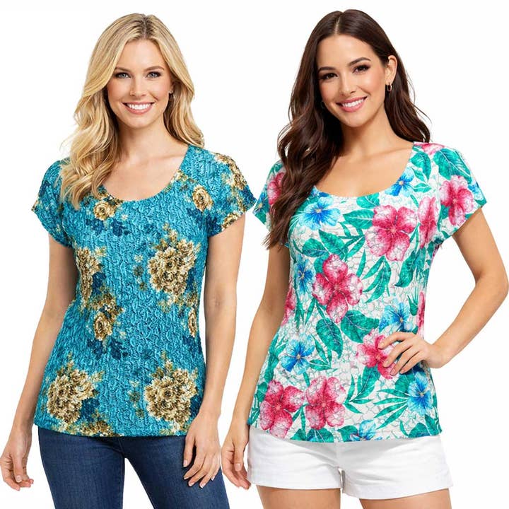 1904 - Magic Crush Cap Sleeve Tops for wholesale by The Magic Scarf Company