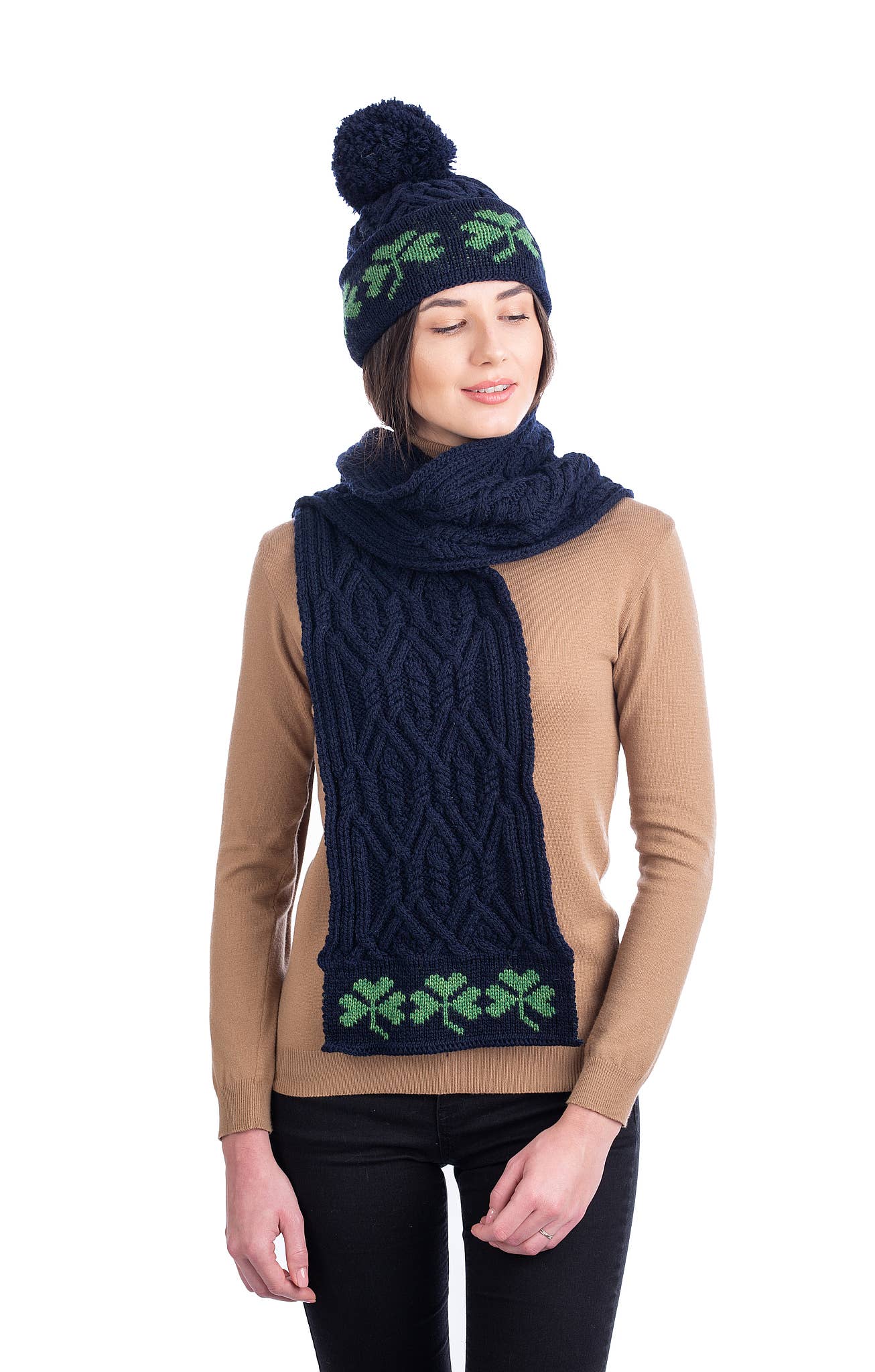Saol - Wholesale Beanie - Women's - Green Shamrock Wool Hat1