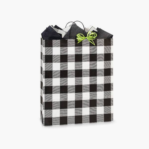 Nashville Wraps - Wholesale Gift Bag - Buffalo Plaid Black Paper Retail Gift Bags3