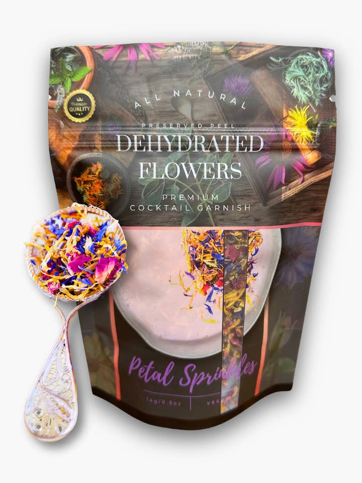 Premium Petals sprinkle MIX | 25± creations | DRIED FLOWERS for Cocktail Garnish & More for wholesale by PRESERVED PEEL