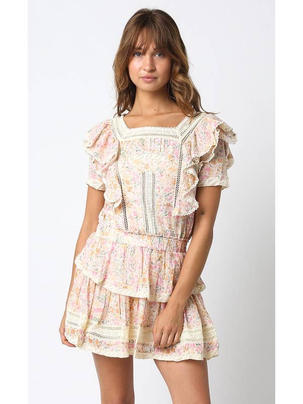 Floral rose crème Mini-robe Adalynn en vente sur Faire