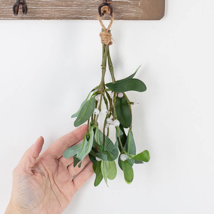 Factory Direct Craft - Wholesale Artificial Flowers - 8" Hanging Artificial Mistletoe with Jute Hanger2