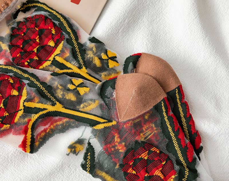 Tourtiwi - Wholesale Socks - Women's - Fruit Flower Animal Pattern Transparent Thin Summer Socks24