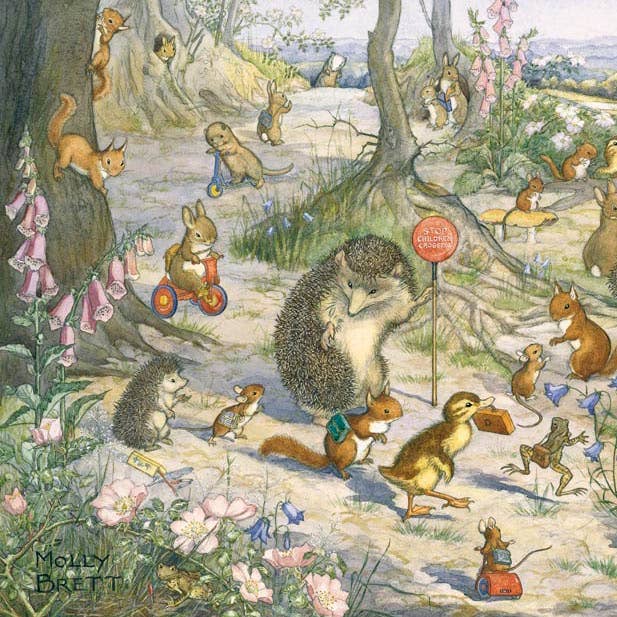 Going to School by Molly Brett - Children's Print for wholesale by Ganymed Press