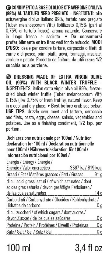 TartufLanghe - Wholesale Olive Oil - Cold-Pressed EVOO with Black Truffle Slice – L’Oro in Cucina1