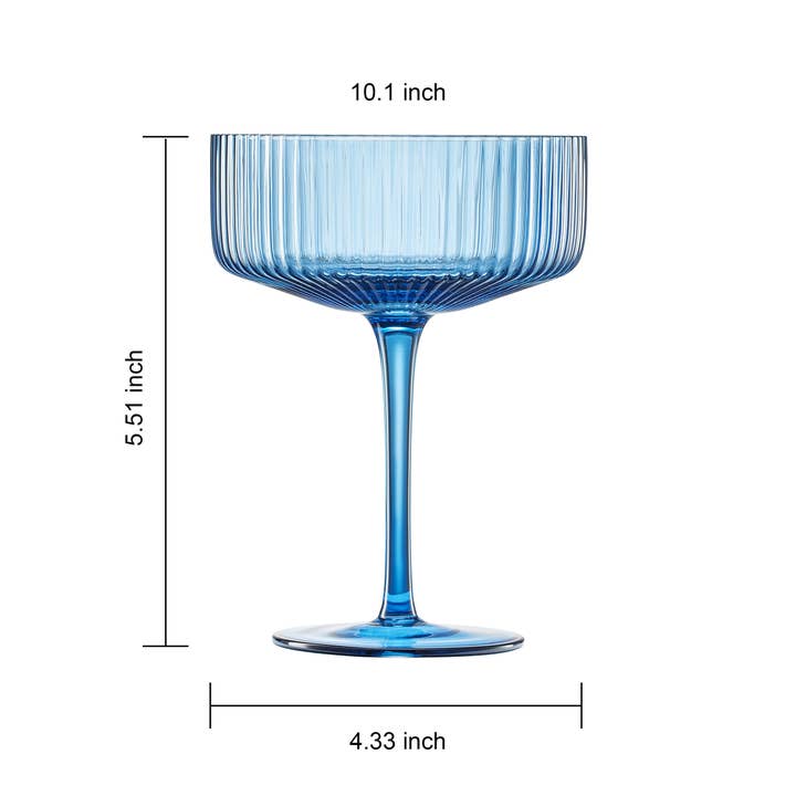 The Wine Savant / Khen Glassware – wholesale Cocktail-/likörglas – Räfflade Vintage Art Deco Coupeglas | 10 OZ Glas, 6-Set