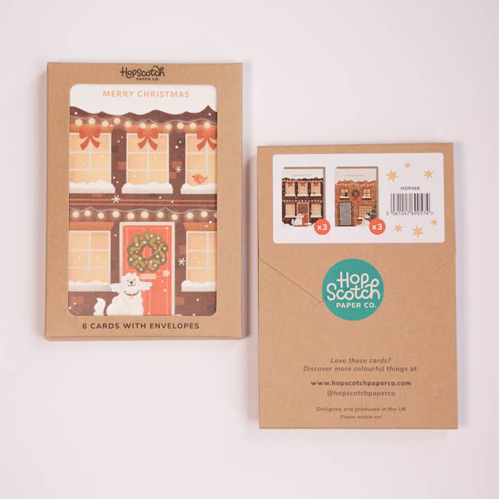 Hopscotch Paper Co. - Wholesale Christmas Card - Cozy Christmas House, Boxed Christmas Card Packs
