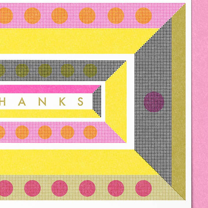 Mezzaluna Studio - Wholesale Thank You Card - Thanks Geometric Risograph Card1