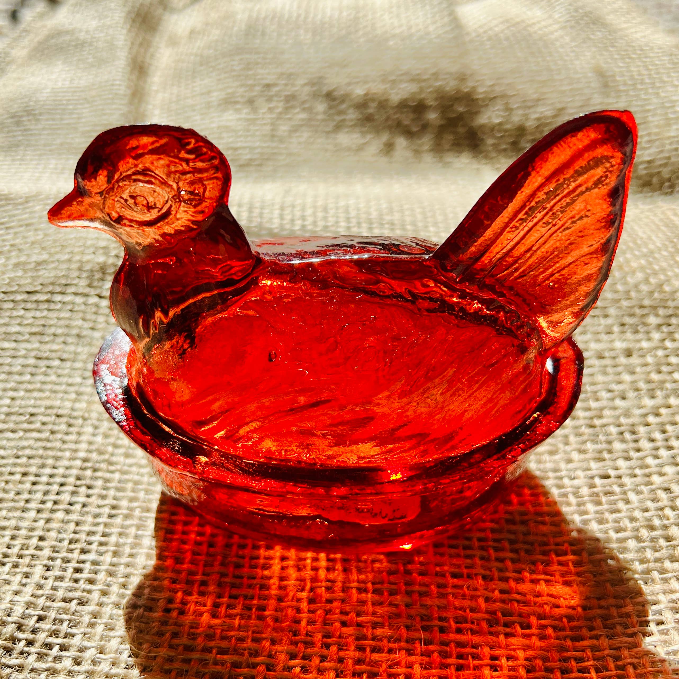 Kitchen One - Wholesale Decorative Plate/Dish/Bowl - Nesting Hen Bowl - TANGERINE | Hand Blown Glass2