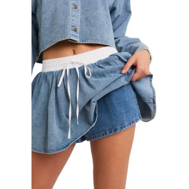 High Waisted Skort with Bold Contrast Details for wholesale by Blue Bunny Inc