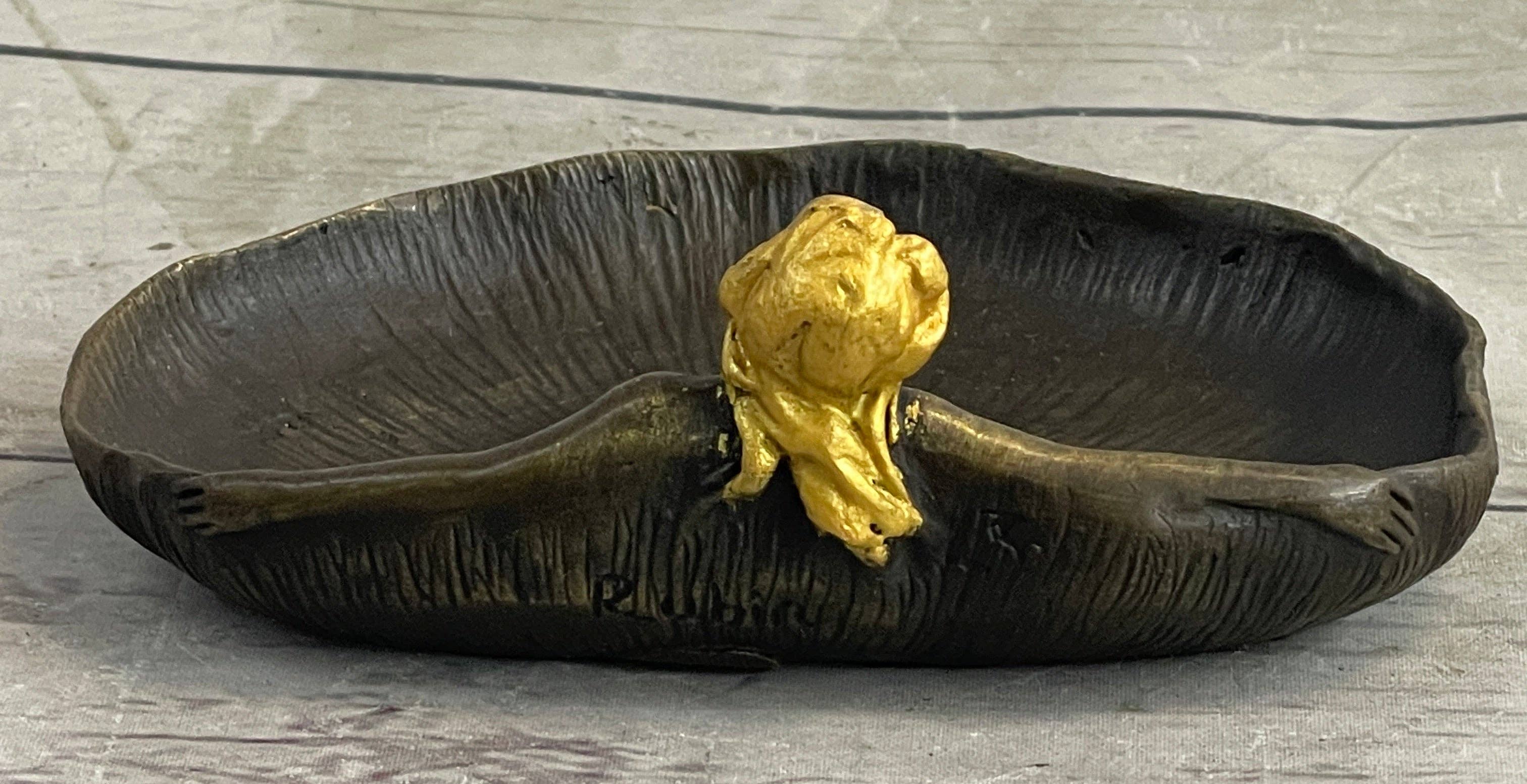 Bronzhaus – wholesale Smyckesfat – Handgjord förgylld tvåldisksmyckesbricka Äkta bronsskulptur av Rubin7