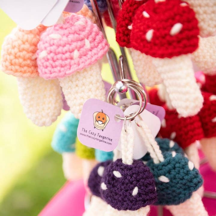 The Cozy Tangerine - Wholesale Keychain – Women's - Mushroom Keychain | Crochet Lighter & Chapstick Holder8