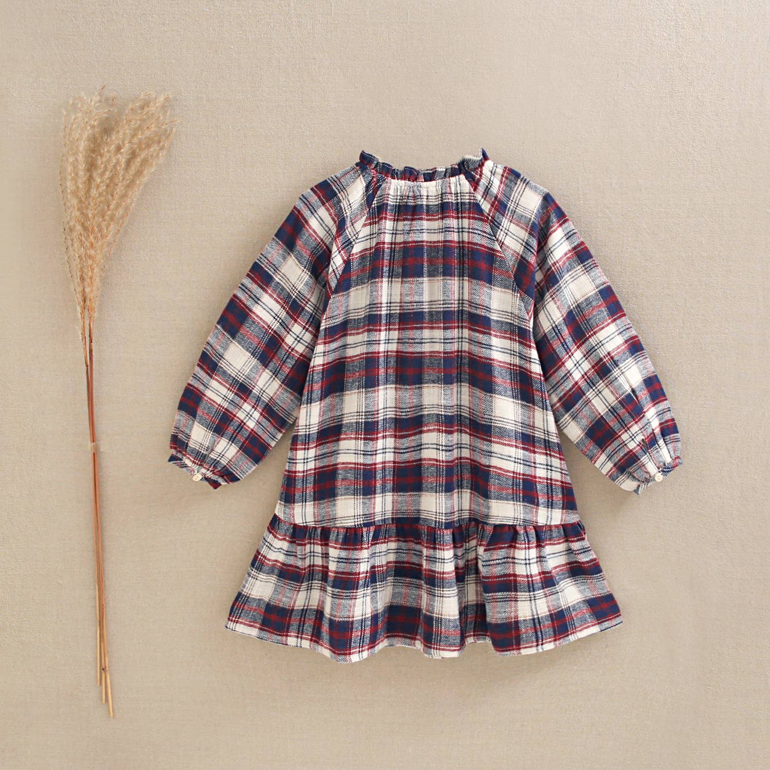 Dadati - Wholesale Dress - Kids - Blue and maroon plaid flannel dress3