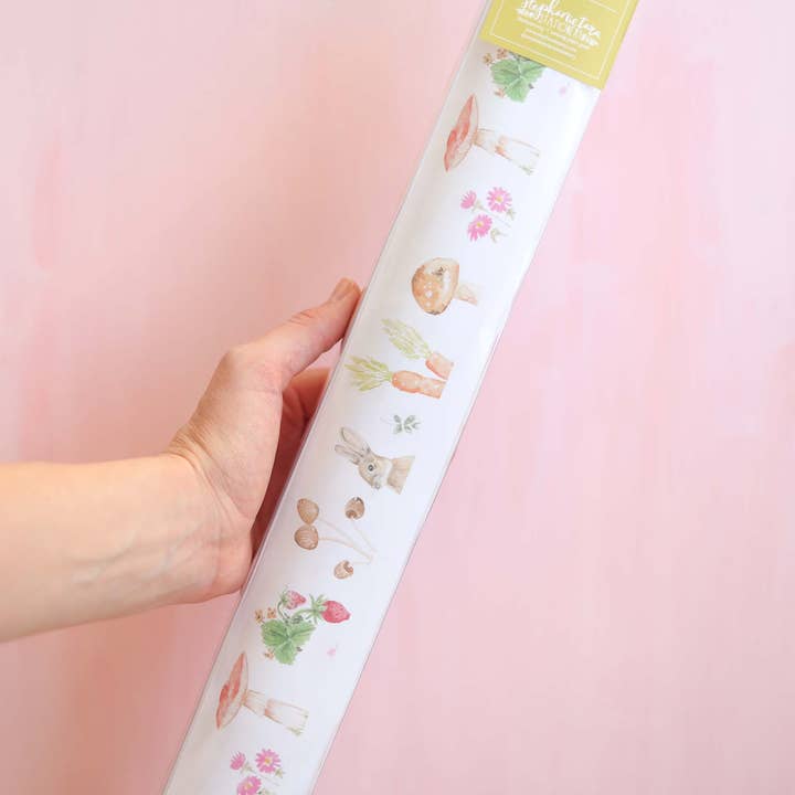 Stephanie Tara Stationery - Wholesale Disposable Table Cover/Runner - table runner -watercolor Easter bunnies and mushrooms print10