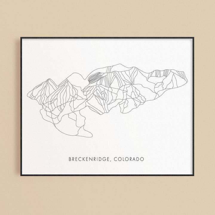 Breckenridge Mountain Map Print for wholesale by ally aiken design