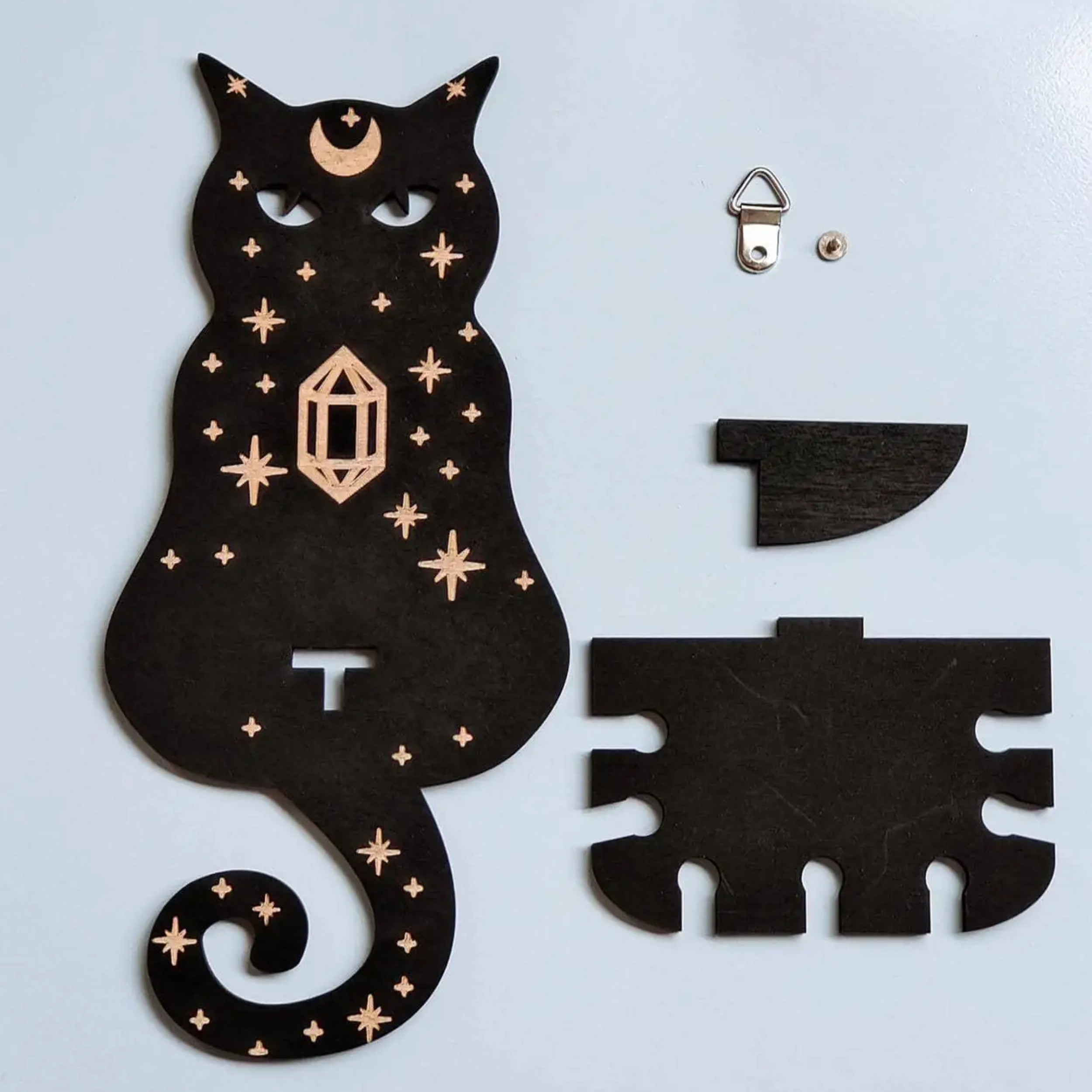 Buddha Ayurveda – wholesale Wall-mounted shelf – Sun Moon Black Cat Shelf – Boho Wall & Holiday Decor1