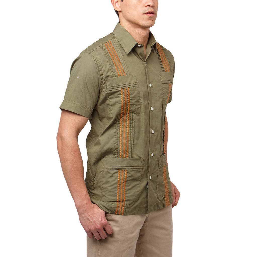 Paris Texas Apparel Co. - Wholesale Button Down Shirt - Men's - Hunting Classic Guayabera - Olive4