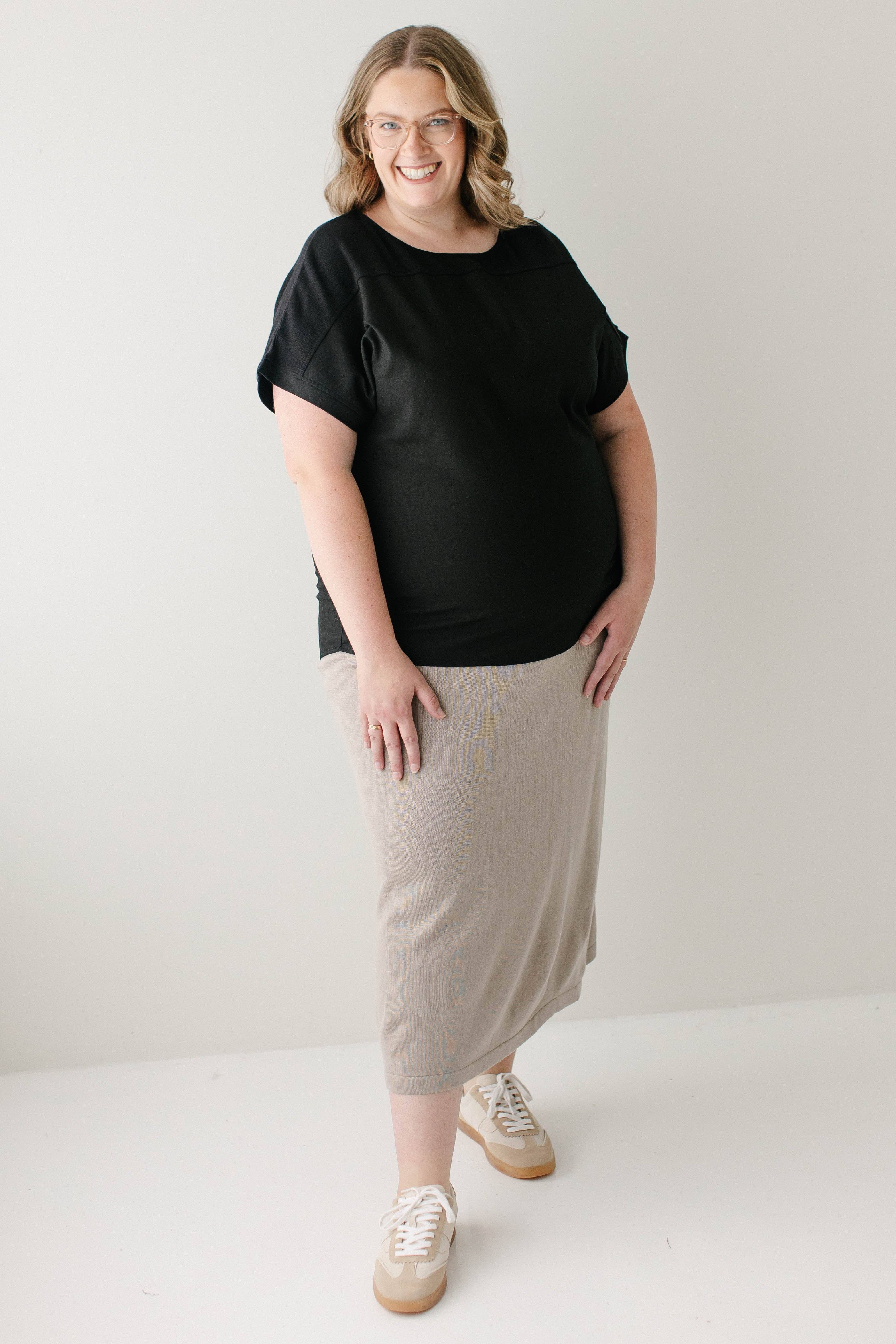 Black 'Callie' Linen Blend Dolman Sleeve Top FINAL SALE for wholesale on Faire9