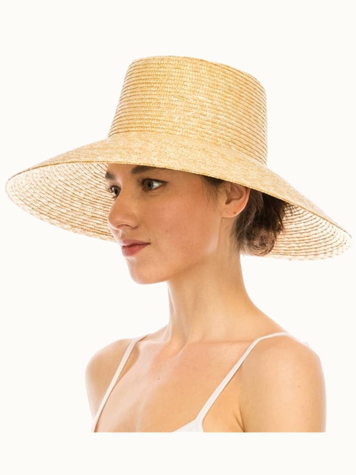 Lampshade Straw Sun Hat, Adjustable, UPF 50+ for wholesale by Olive & Pique