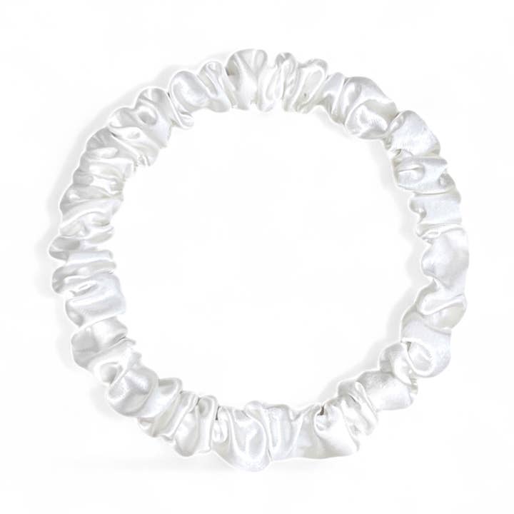 Skinny Silk Scrunchies - White for wholesale by HoneyLux