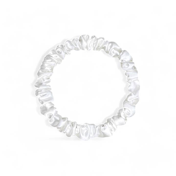 Skinny Scrunchies aus Seide - Weiß für den Großhandel von HoneyLux