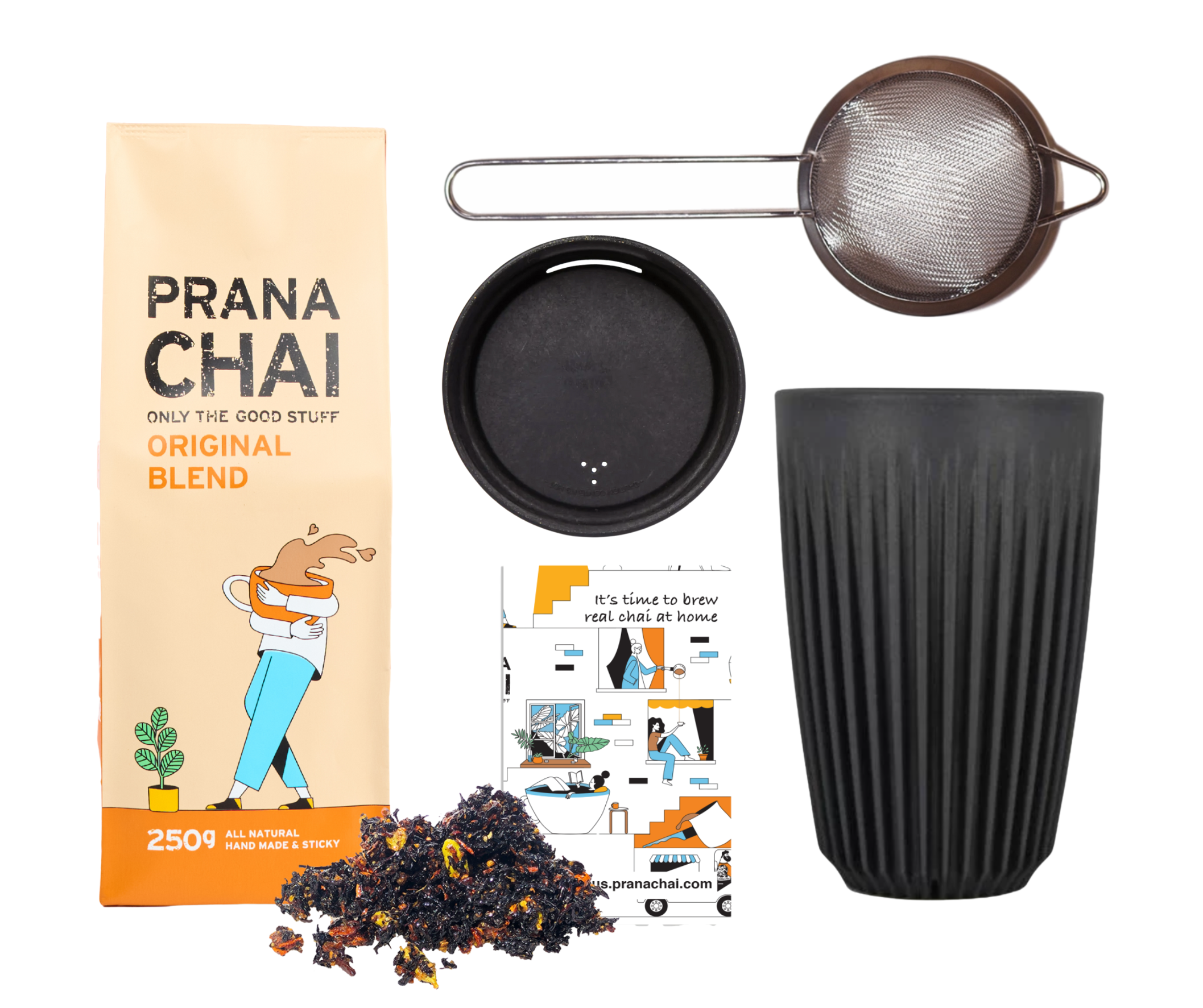 Prana Chai - Wholesale Gift Bag Set/Pack - Prana Chai + Huskee Cup + Strainer Gift Set16