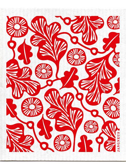 Swedish Dishcloth - Oak Leaf - Red for wholesale by Jangneus