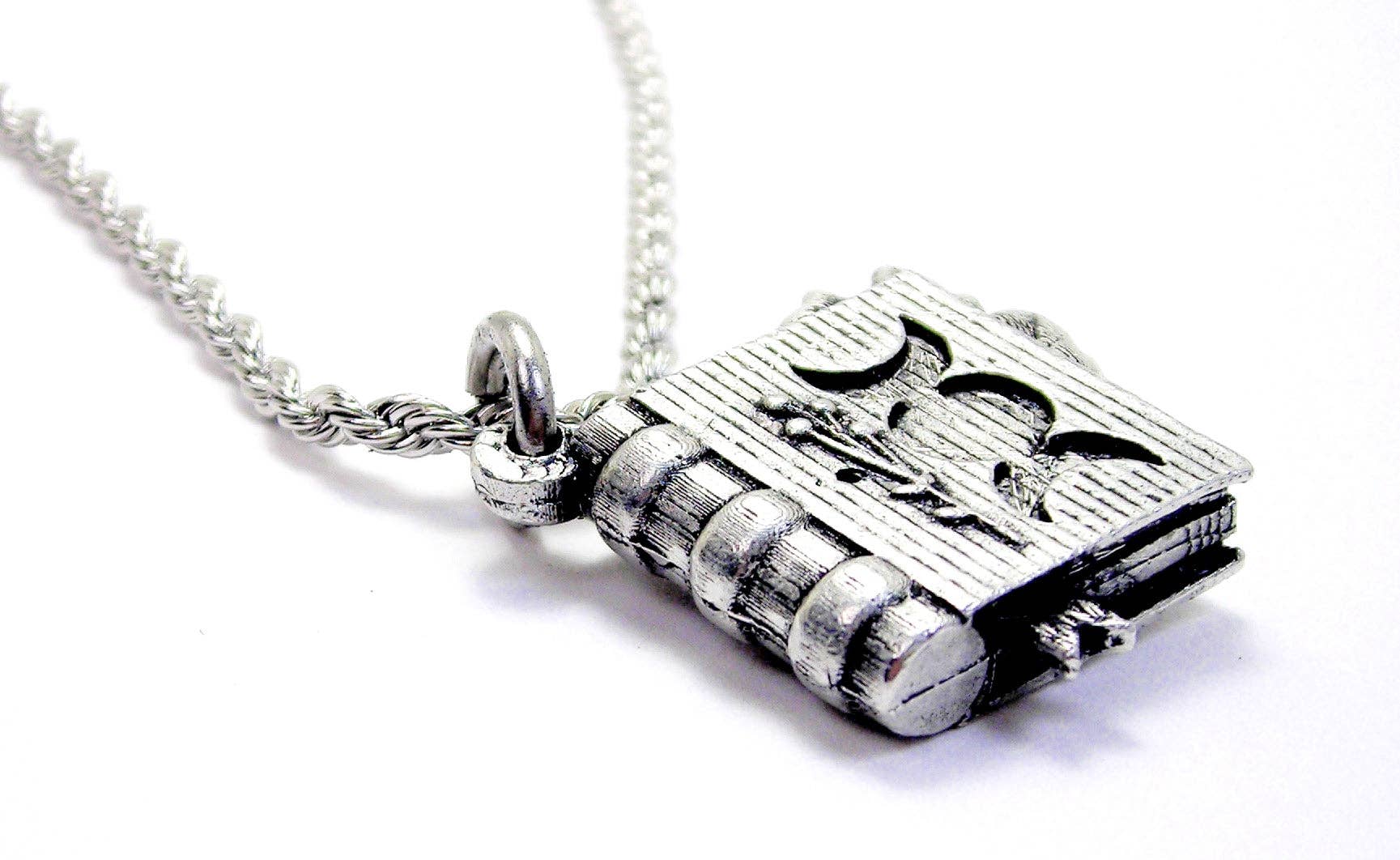 Chubby Chico Charms – wholesale Pendant/charm necklace – Triple Moon Goddess Book Charm Necklace Wicca Pagan Witch2