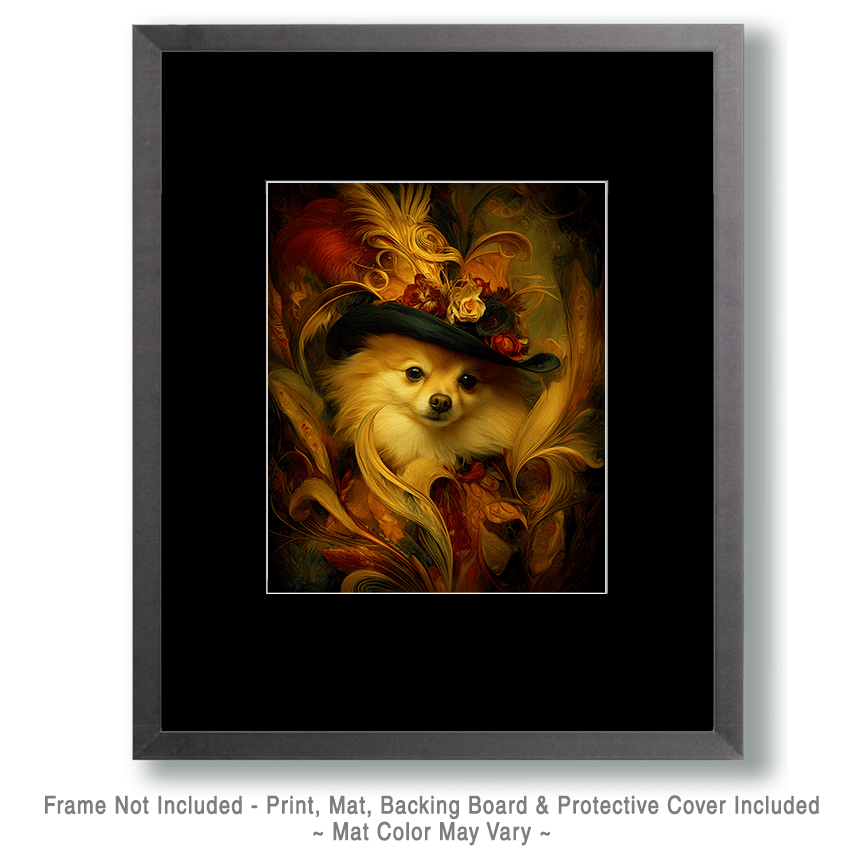 Mowbi - Vendita all'ingrosso Stampa artistica - Stampa d'Arte di un Volpino di Pomerania con Cappello - Opera d'Arte 8"x10"1