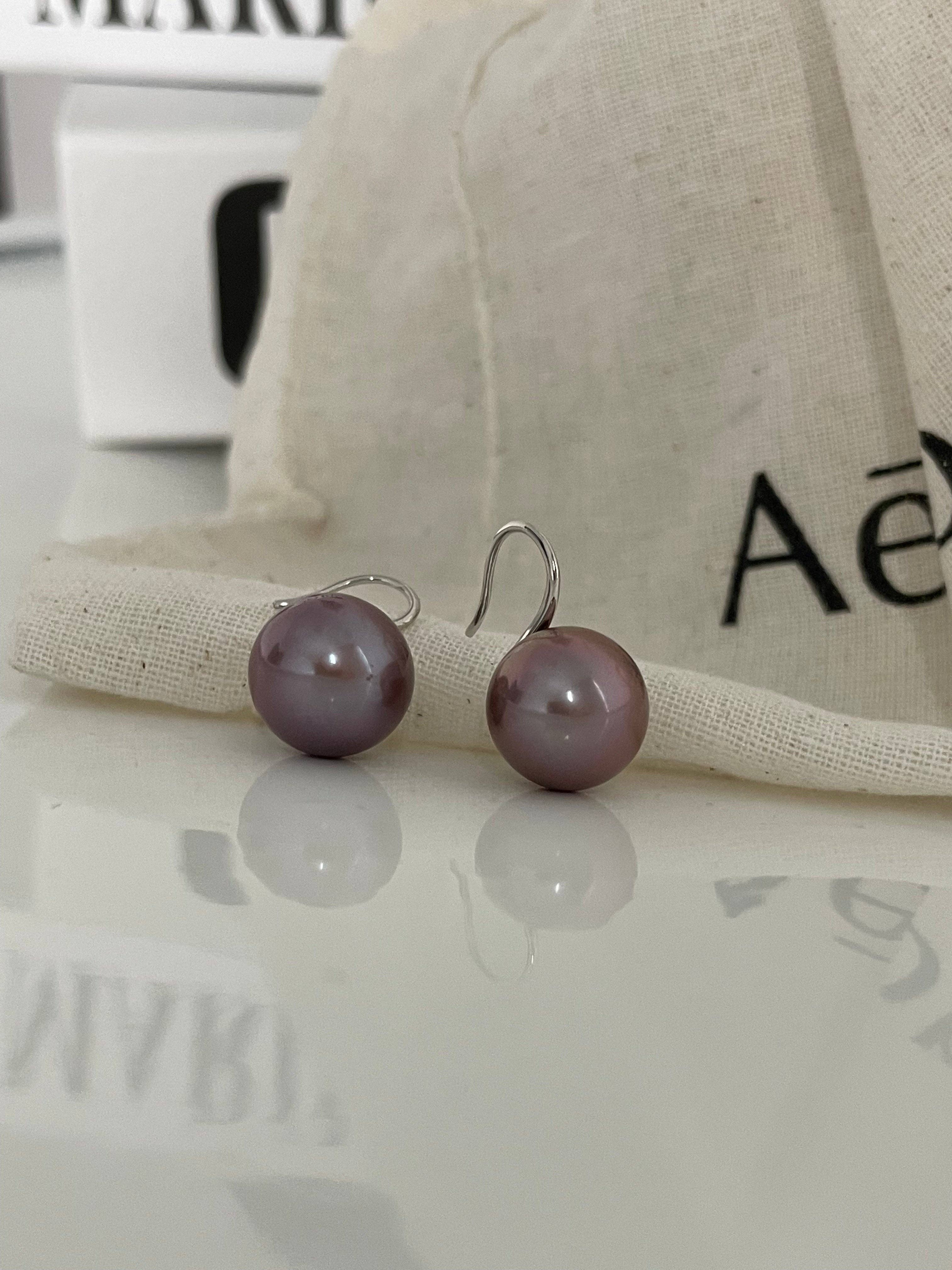 ZEN&CO Studio - Wholesale Dangle Earrings - MERLOT Purple Pearl drop earrings2