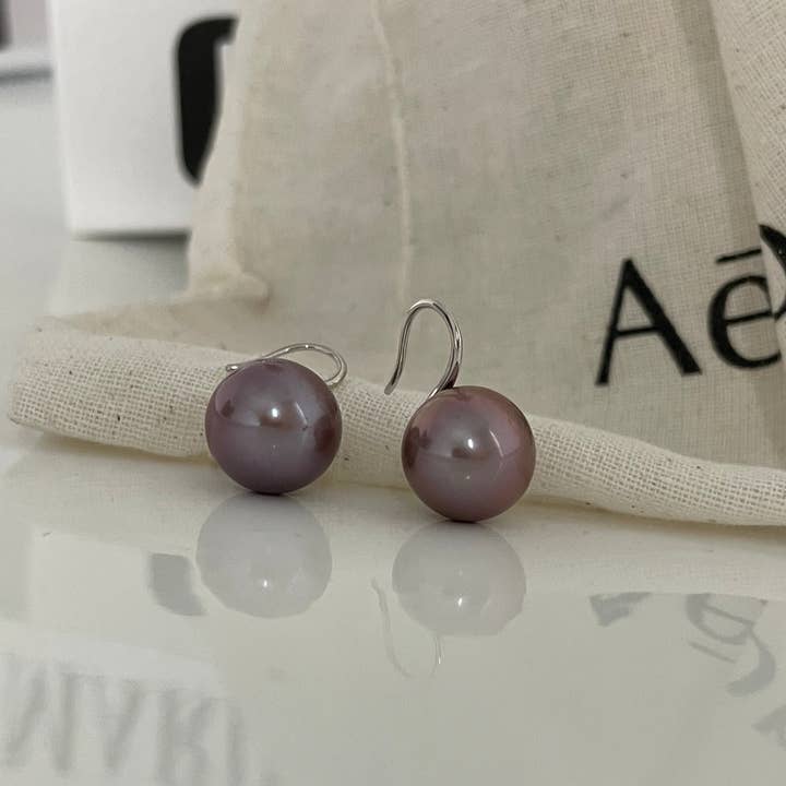 ZEN&CO Studio - Vente Boucles d'oreilles pendantes - Boucles d'oreilles goutte en perle violette MERLOT2