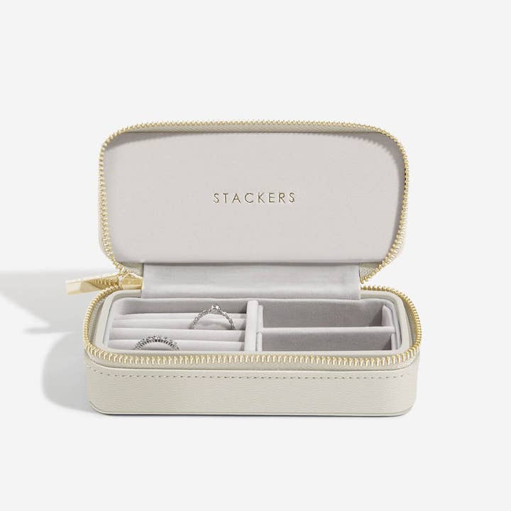 Stackers – wholesale Jewellery box/organiser – Oatmeal Medium Zipped Travel Jewellery Box0