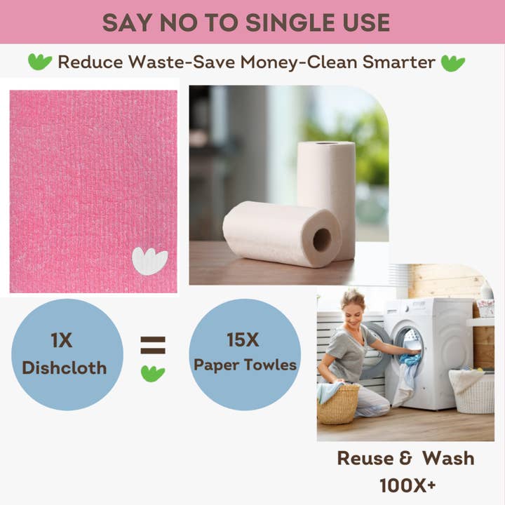 EKOH – wholesale Dishcloth – Swedish Dishcloths Reusable Pink 12 Pack Eco Dish Sponges3