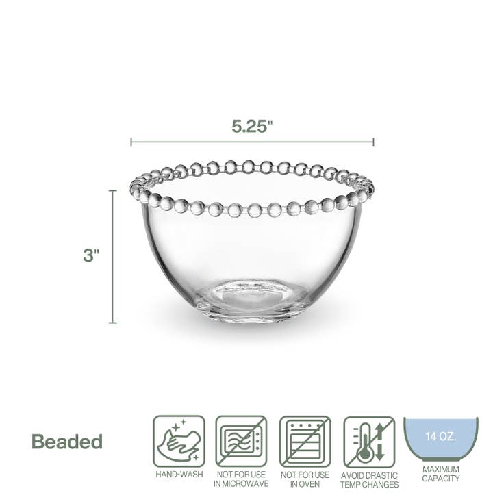 CLEAR Fitz & Floyd Beaded 5.25In Small Glass Bowl S4 Brown Bx Pkg for wholesale on Faire1