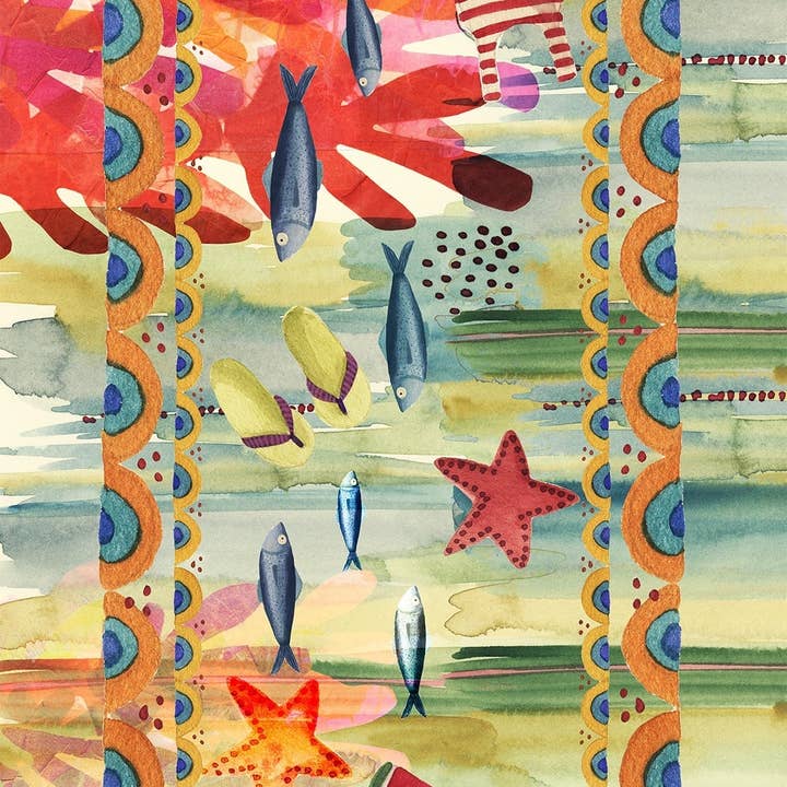 Cotton Satin Runner "Collage" 100% Made in Italy for wholesale by The Napking