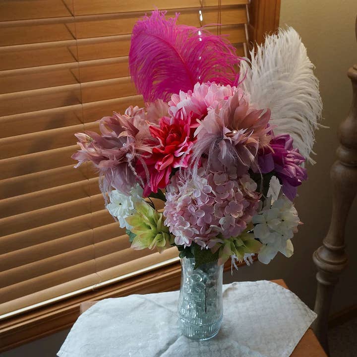 Zucker Feather Products - Wholesale Artificial Flowers - Goose/Turkey/Ostrich Feather Floral Pick w/Rhinestone Rose