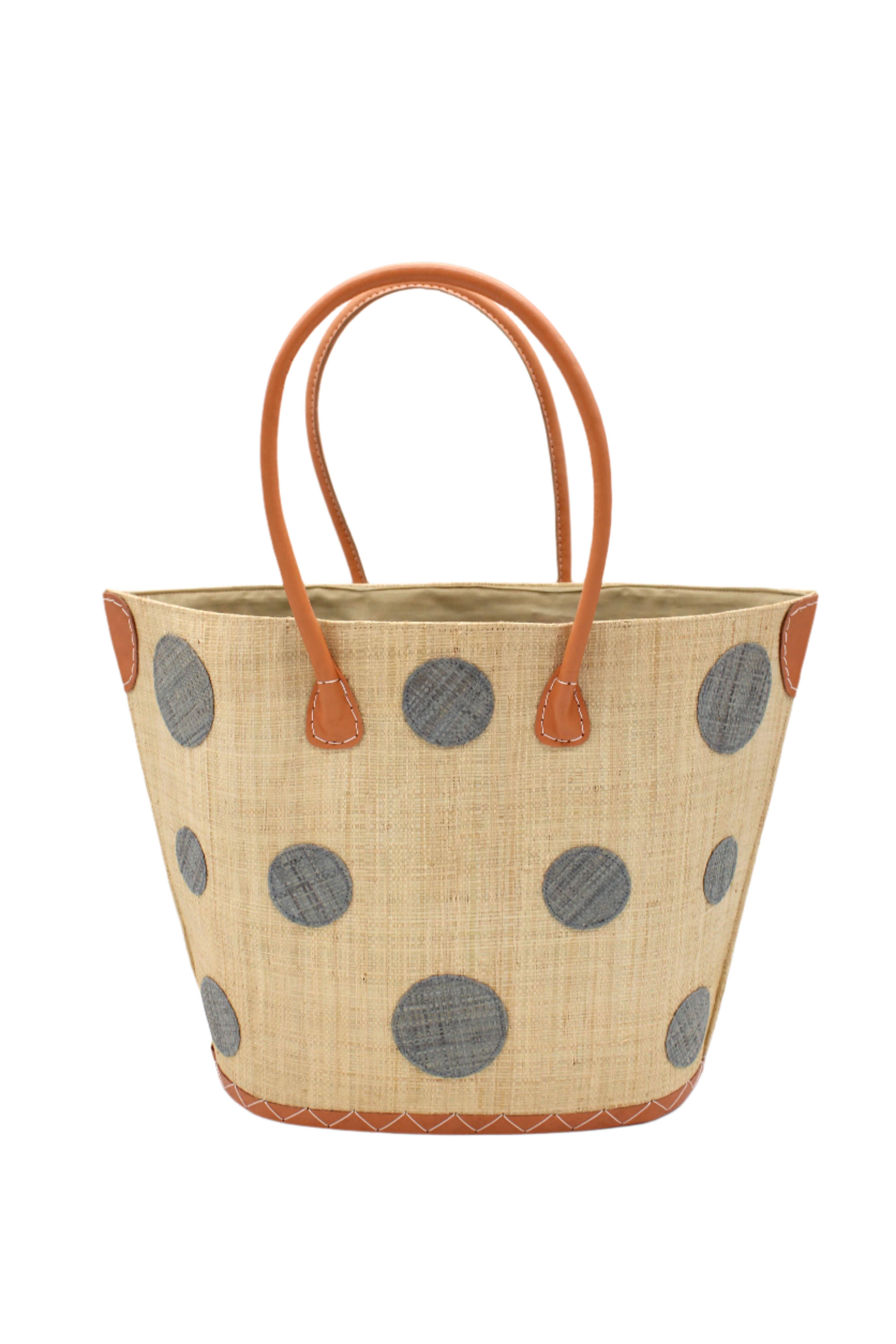 Shebobo - Wholesale Tote Bag - Women's - Capri Polka Dot Small Straw Tote Bag