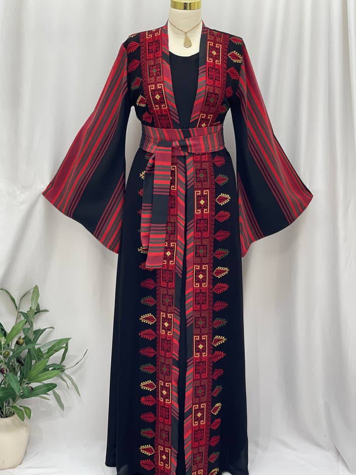 Majdal Heritage Embroidered Chiffon Piece - Cultural Grace for wholesale by Palestinian Elegance