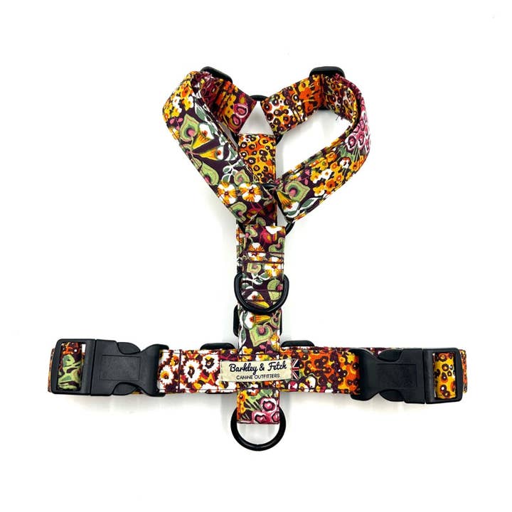 Orange Ditsy Floral Print Strap Harness for wholesale by Barkley and Fetch