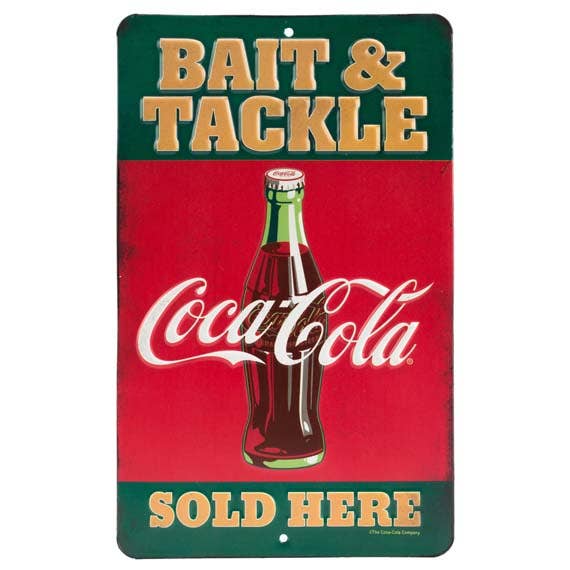 Open Road Brands, LLC - Vente Pancarte - Enseigne en métal embossée Coca-Cola Bait & Tackle0