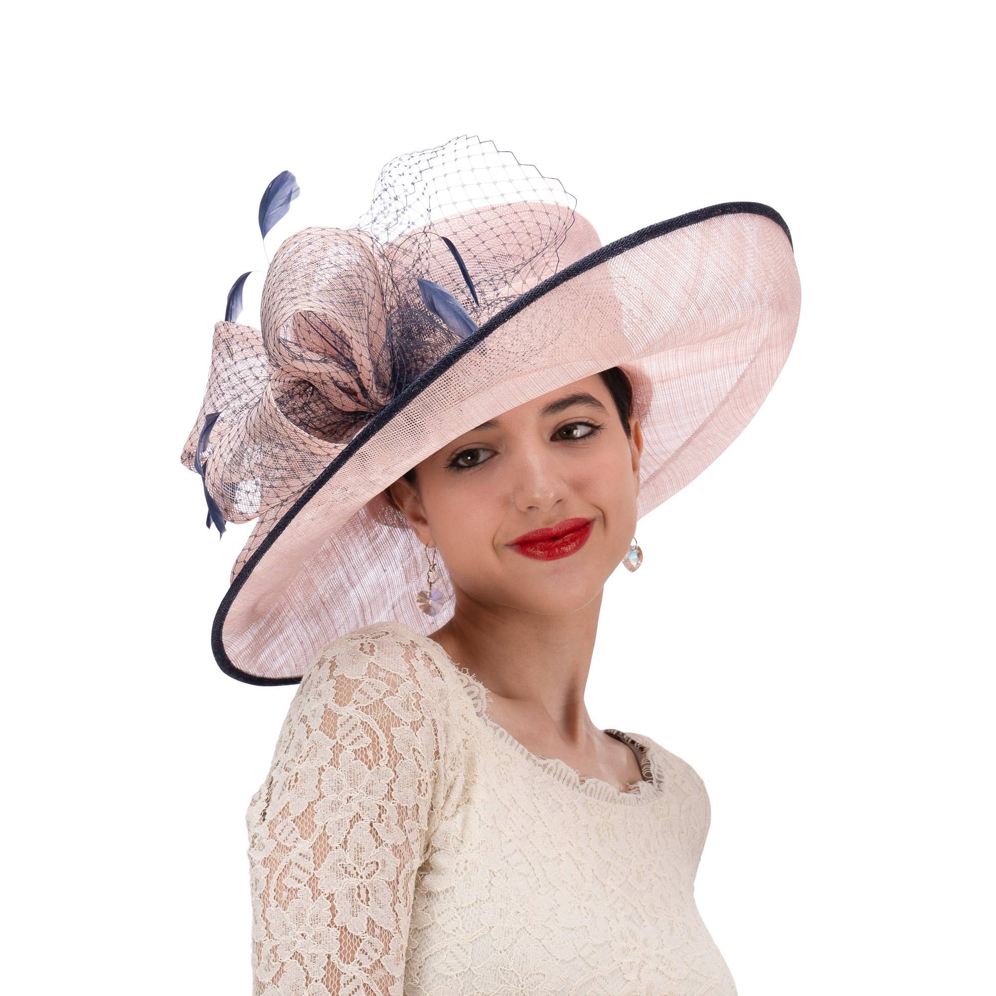 KaKyCo - Wholesale Fascinator Hat - Women's - Large Two Tone Veil Sinamay Hat | 1135587