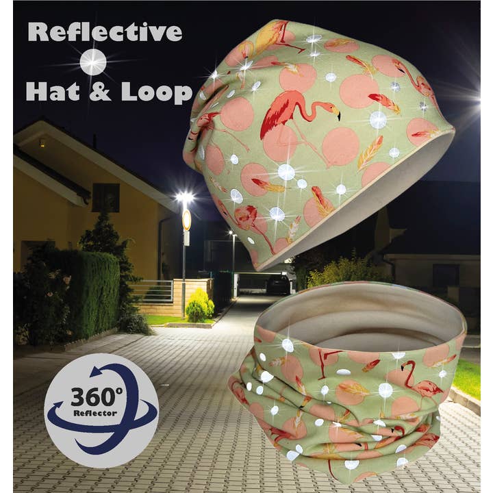 HECKBO - Wholesale Beanie - Kids - 360° Reflector Beanie & Loop – Flamingo - Jersey inside1
