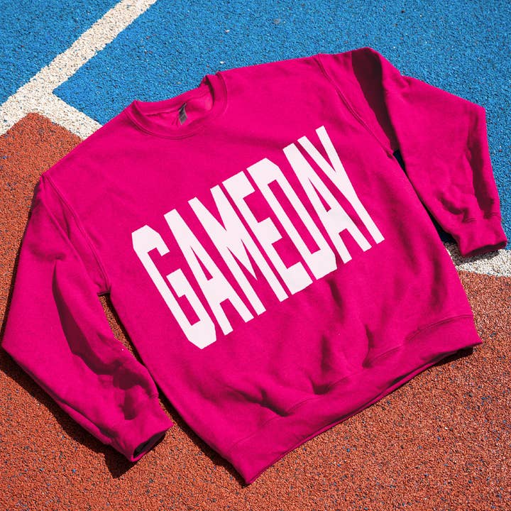 Fashion City - Wholesale Graphic Sweatshirt - Unisex - GAMEDAY Text OVERSIZE Logo Print Fleece Sweatshirt3