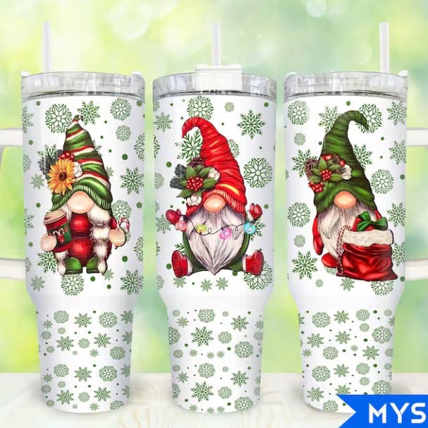 Traditional Gnome Trio 40oz Tumbler with Handle for wholesale by JAC Wholesale