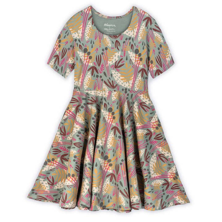 Kids Organic Cotton Short Sleeve Twirl Dress: Whimsy for wholesale by Mightly