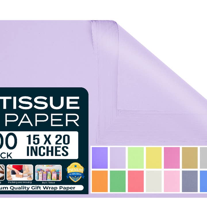 Lavender Gift Tissue Paper 15"x20" Pack of 5 - 500 Sheets and other Purchase Wholesale purple tissue paper. Free Returns & Net 60 Terms on Faire trending on Faire.