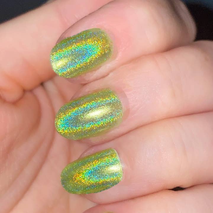 Space Witch Nails - Wholesale Press-On/Fake Nails - Diet Mtn Dew Lemon Lime Neon Holo Nails3