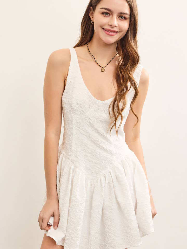 BASQUE WAIST SLEEVELESS SKORT DRESS for wholesale by Mustard Seed