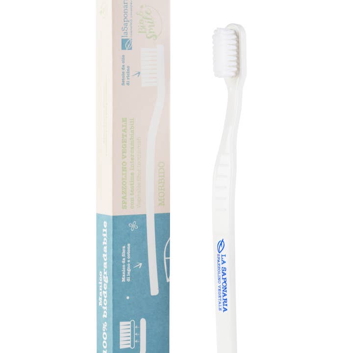 Brosse à dents en fibre végétale à poils souples pour la vente par La Saponaria